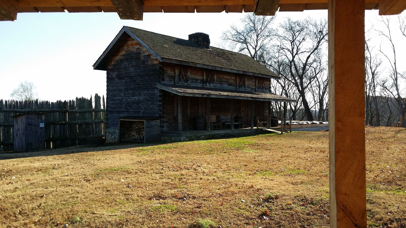Reconstructed log building and palisade at Fort Southwest Point, Kingston, Roane County