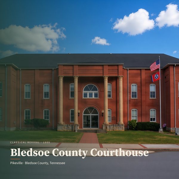 Bledsoe County Courthouse — Pikeville poster (AI-assisted artwork)