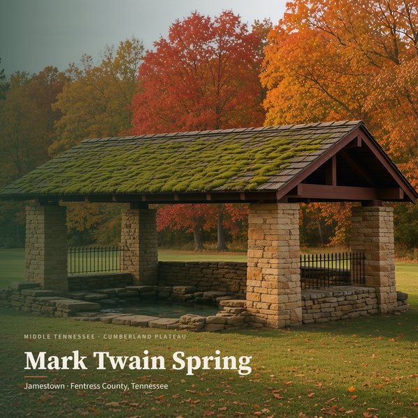 Mark Twain Spring — Jamestown poster (AI-assisted artwork)