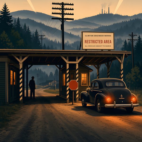 Oak Ridge — The Secret City poster (AI-assisted artwork)
