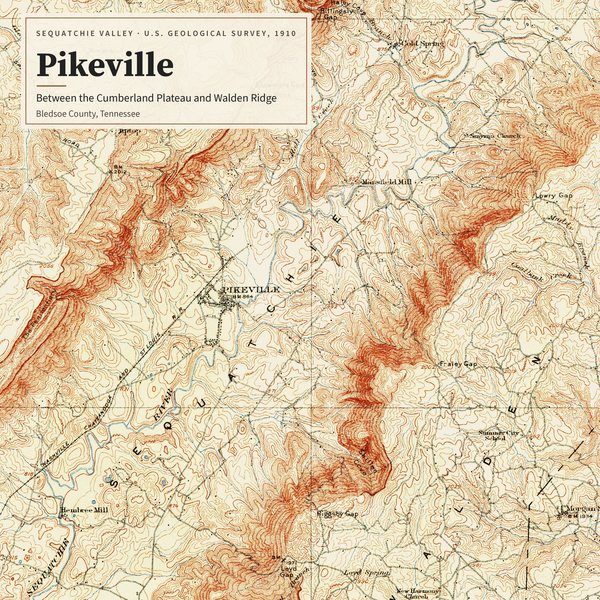 Pikeville 1910 USGS Sequatchie Valley Map — Bledsoe County poster