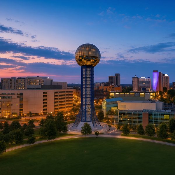 Sunsphere — no title — Knox County poster (AI-assisted artwork)