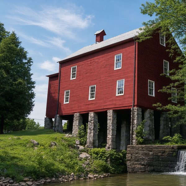 York Grist Mill — no title — Fentress County poster (AI-assisted artwork)