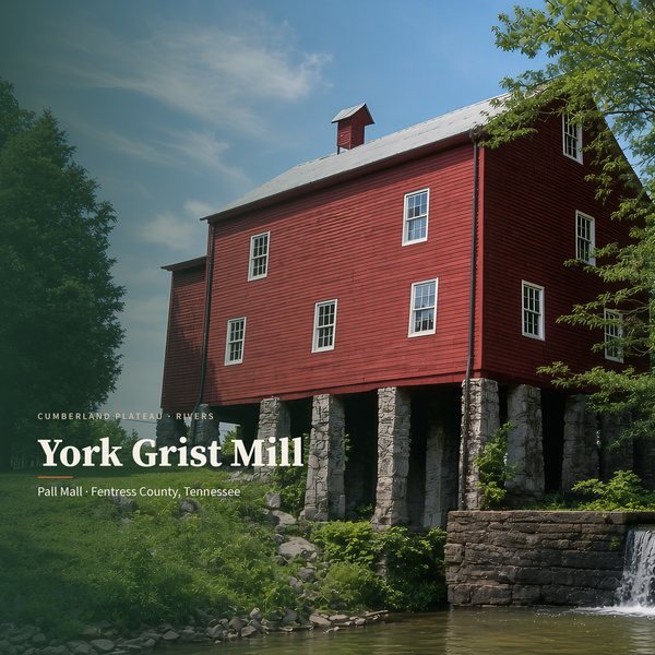York Grist Mill — Fentress County poster (AI-assisted artwork)